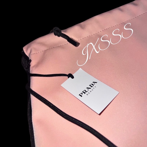 Baby-Pink/Black Reversible Prada Beauty (Satin-Lined) Drawstring Backpack - Picture 4 of 16